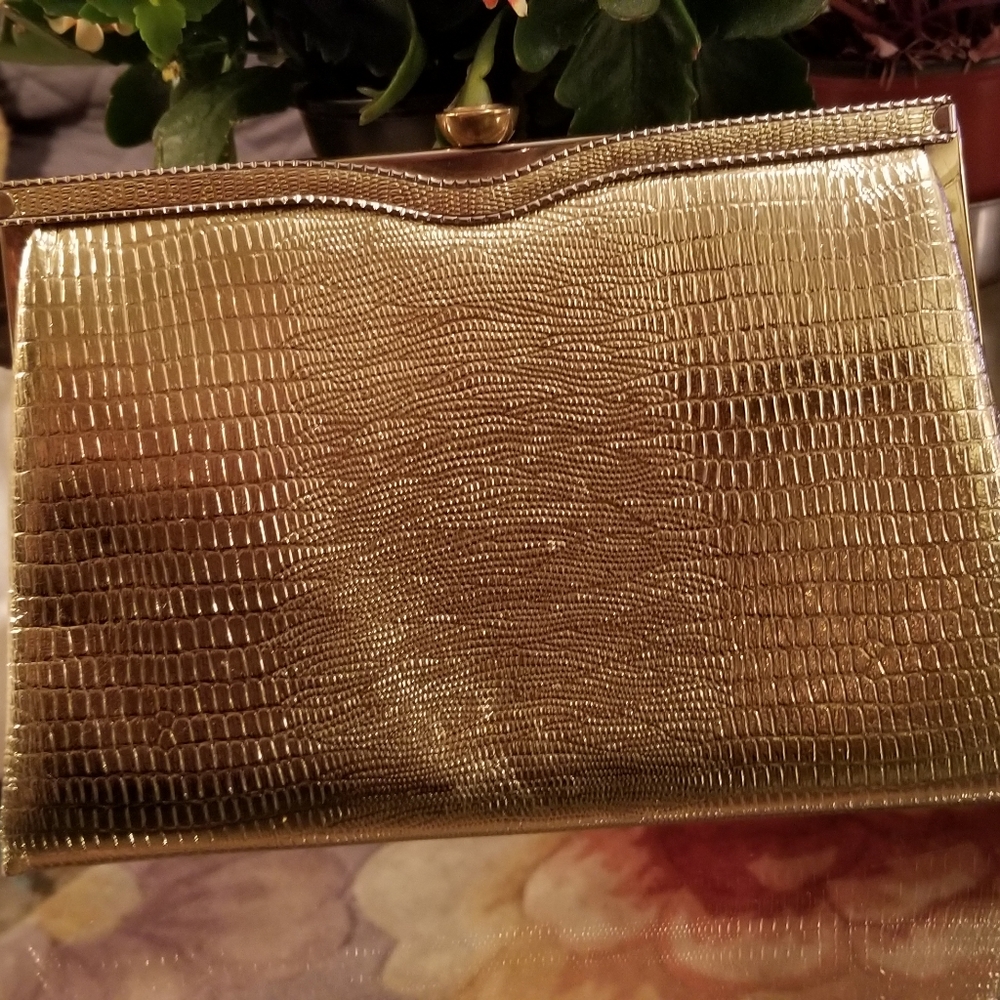 Fendi Gold Snake Skin Clutch Purse
